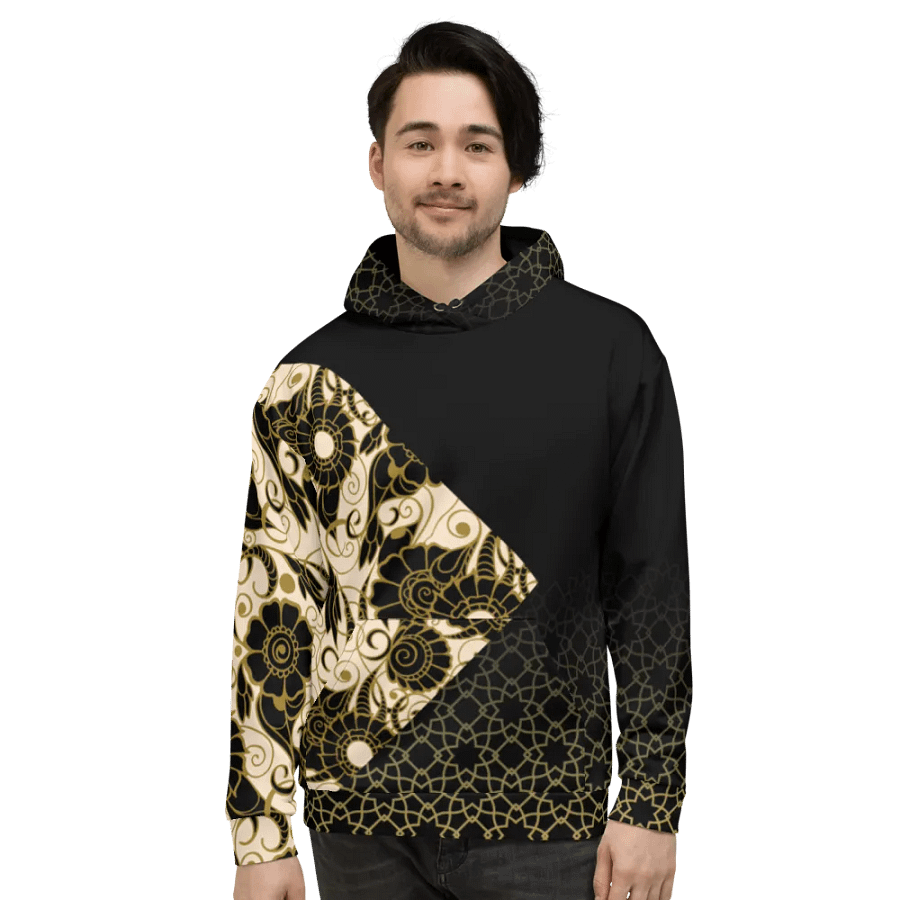 Black And Gold Patterned Hoodie product image (3)
