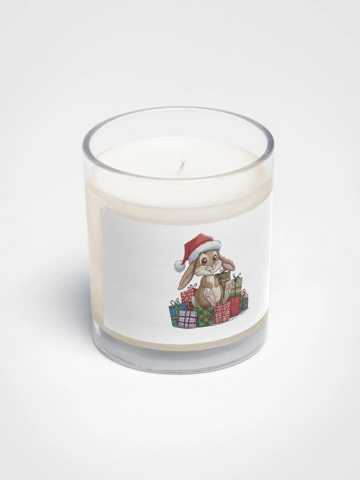 Santa Bunny Soy Wax Candle In A Clear Glass Jar product image (2)