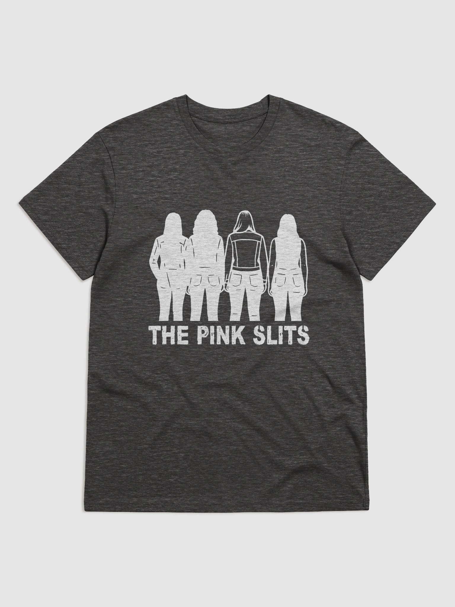 The Pink Slits organic cotton silhouette tee (black or grey) product image (1)