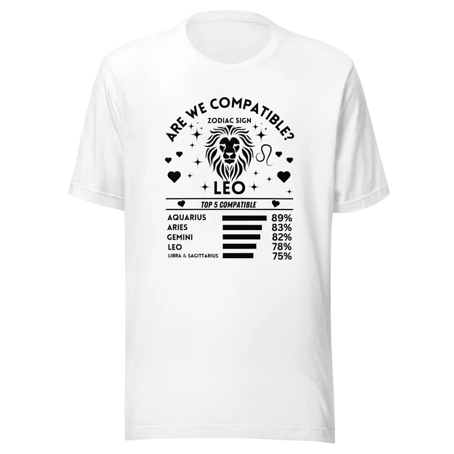 Leo Zodiac Sign Romantic Compatibility T-Shirt - Bella Canvas 3001 Unisex Staple T-Shirt - Light Colors product image (3)