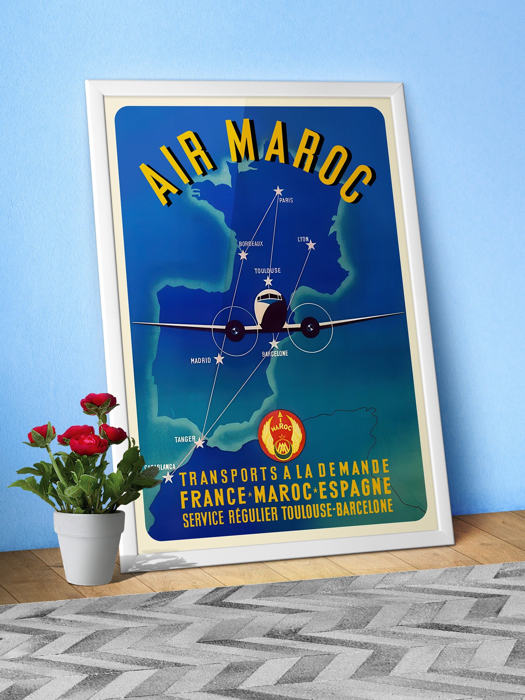 Morocco, Air Maroc, 1950 (Rare poster, Enhanced) — retro travel poster, vintage travel print product image (6)