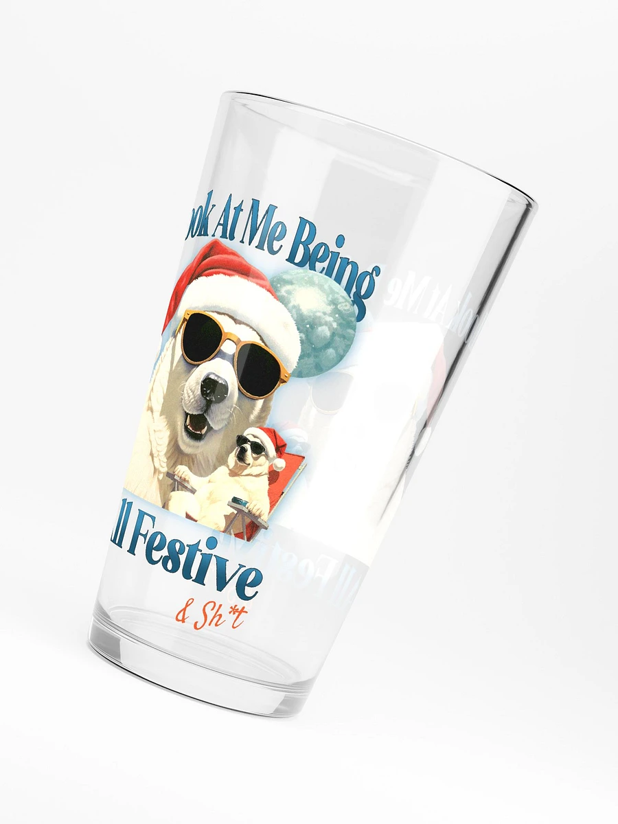 Festive Polar Bear Christmas Shaker Pint Glass - 16oz Premium Glass product image (4)