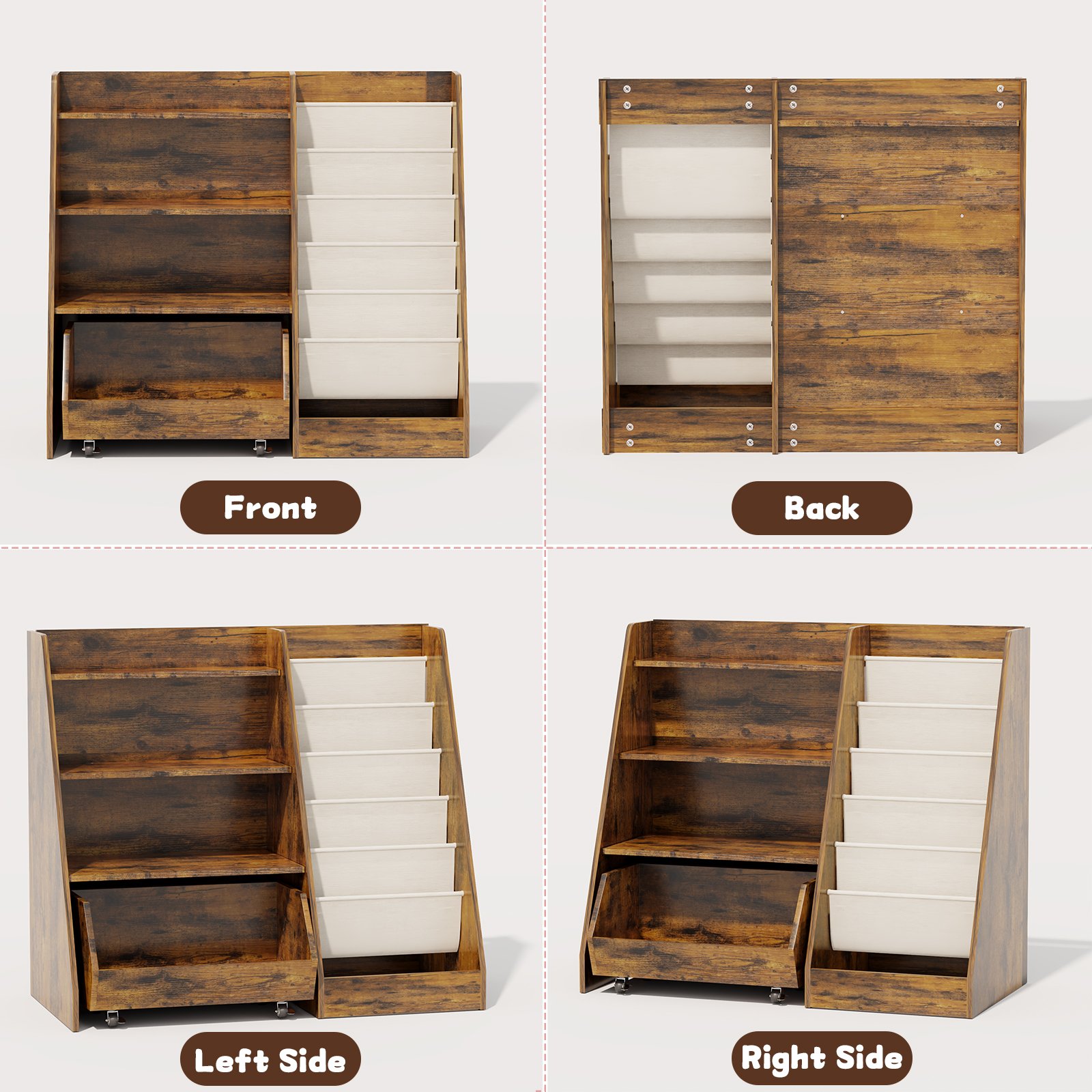 4-Tier Kids Bookshelf and Toy Storage, Book Shelf for Kids Rooms, Wooden bookcase for Toddler Children Baby in Nursery Playroom Living Room - Idea Gifts for Boys and Girls (Brown product image (11)