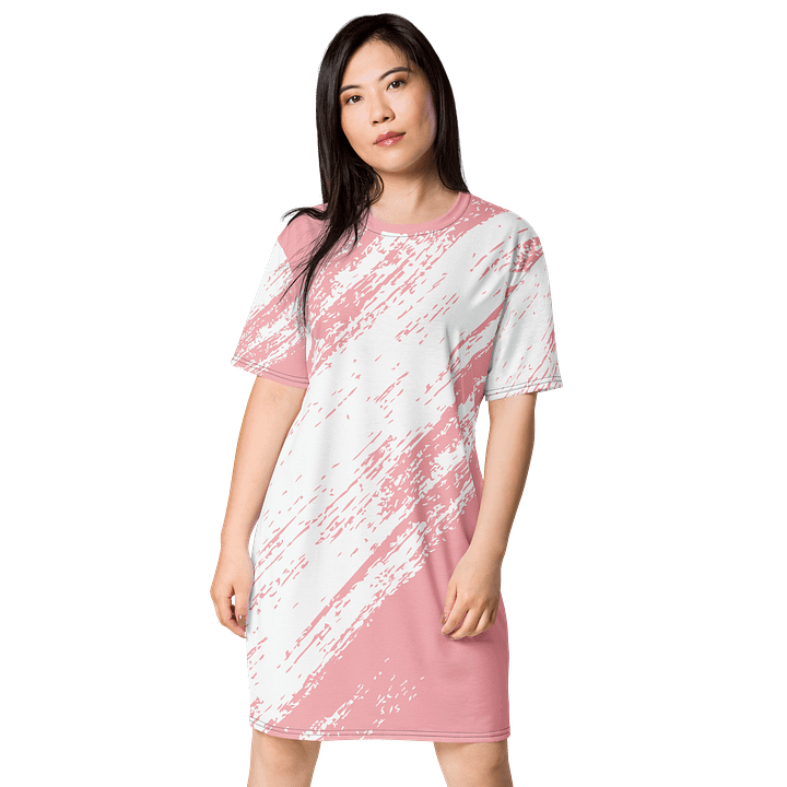 Exclusive Pink Brushstroke Oversized T-Shirt Dress | TDS Music product image (1)