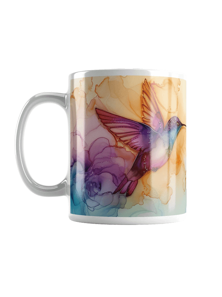Hummingbird Alcohol Ink White Glossy Ceramic Mug by Treasure Pie product image (2)