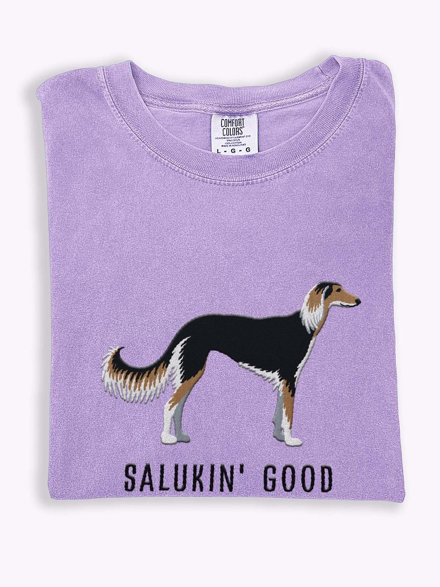 Salukin' Good T-Shirt(Embroidered) of a Saluki(Black & Tan) product image (1)