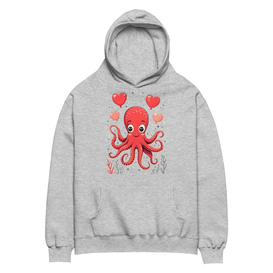 Octopus With Hearts Ballons Valentines Day Hoodie product image (8)