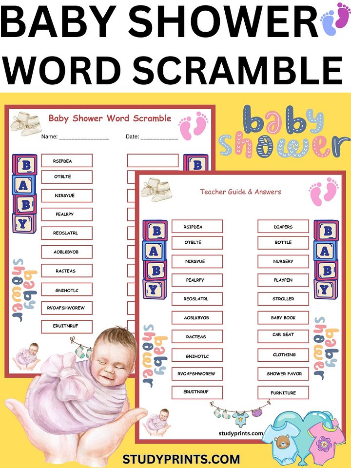 Baby Shower Word Scramble worksheets product image (1)
