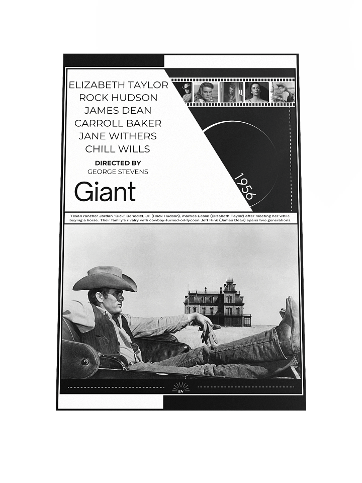 Giant with James Dean and Elizabeth Taylor 1956 | Movie Poster | 12x18 Wall Art product image (1)