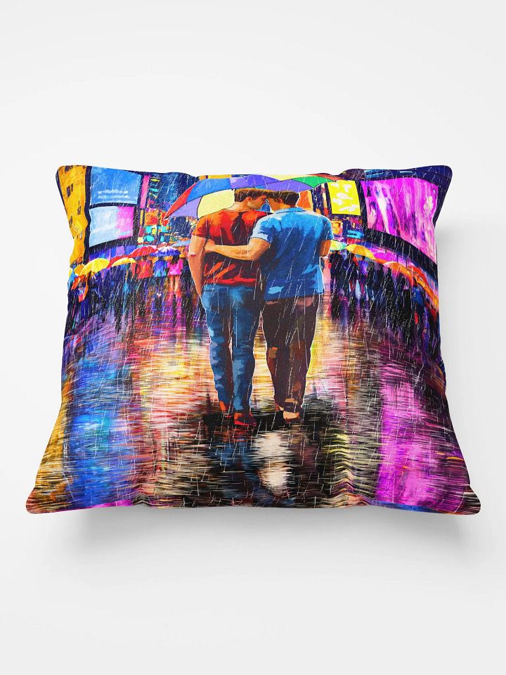 Rain In Times Square - Gay Couple Art Throw PIllow product image (2)