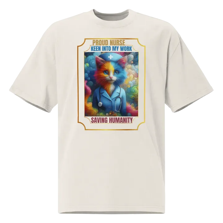 Whimsical Nurse Cat Oversized Tee product image (3)