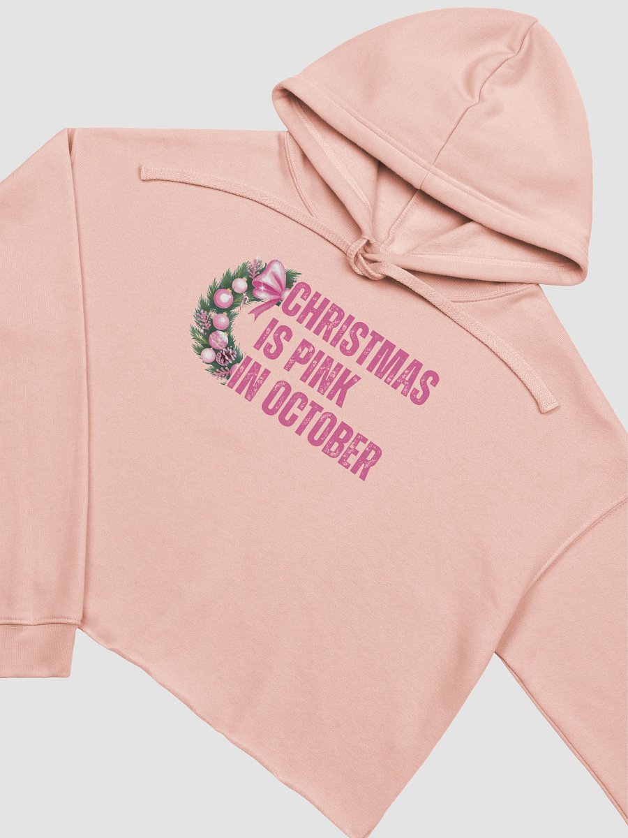 christmas is pink in october fleece crop hoodie product image (2)