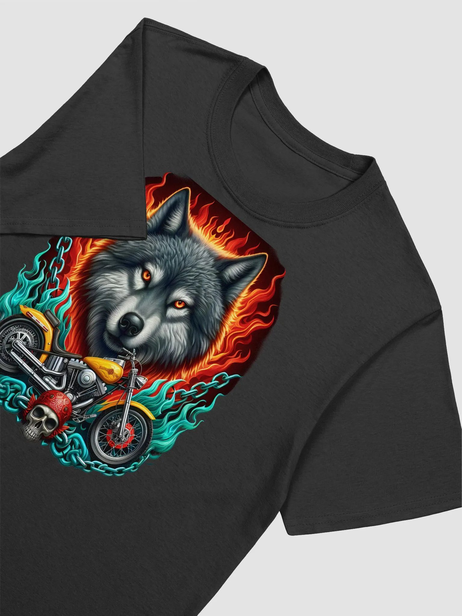 Flaming Wolf Biker T-Shirt #29 product image (3)