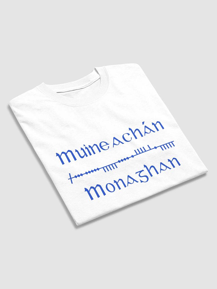 Monaghan/Muineachán Scholastic style Ogham white printed T-shirt product image (2)