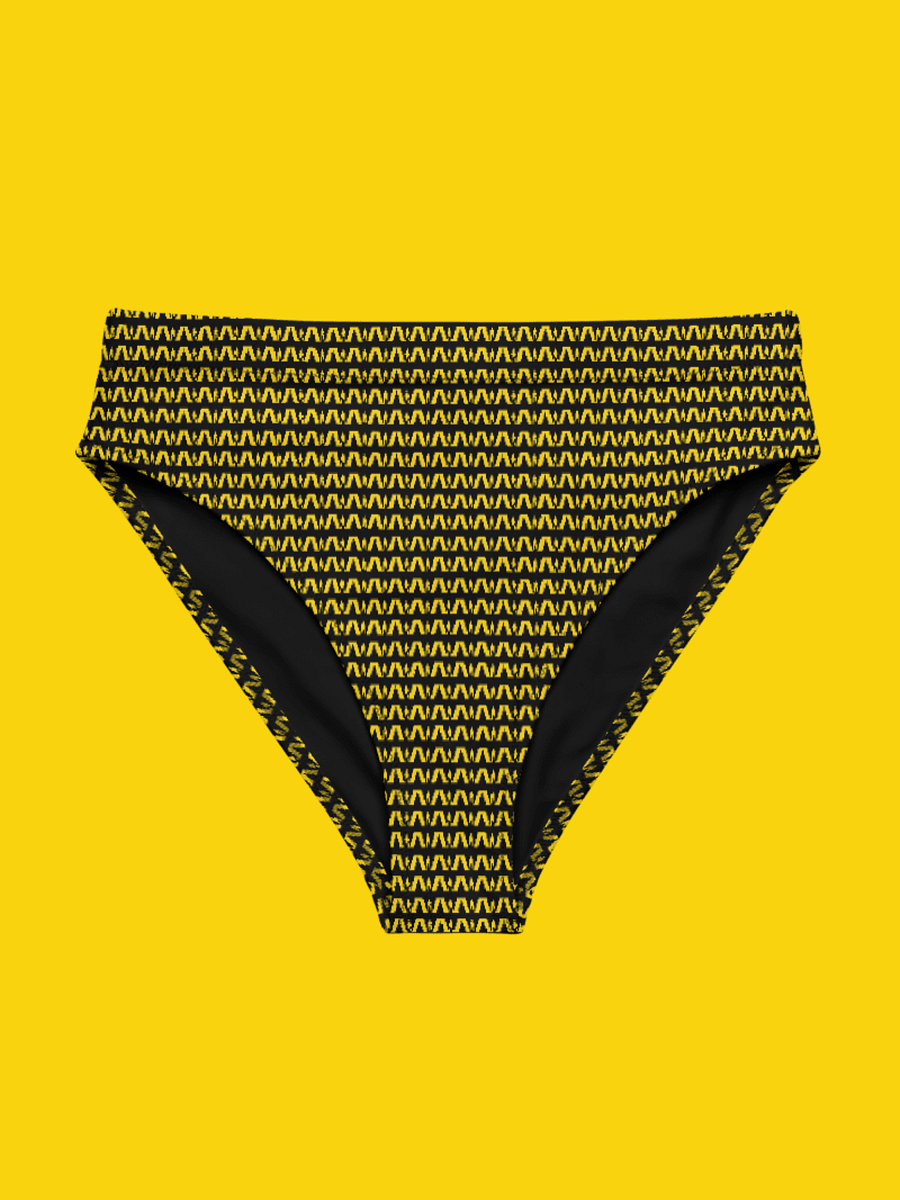 All-Over Print Recycled High Waisted Bikini Bottom, Black | WIL Style product image (5)