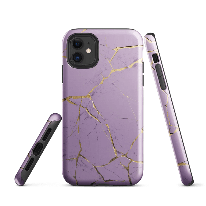 Lavender Gold Kintsugi Tough iPhone Case product image (1)