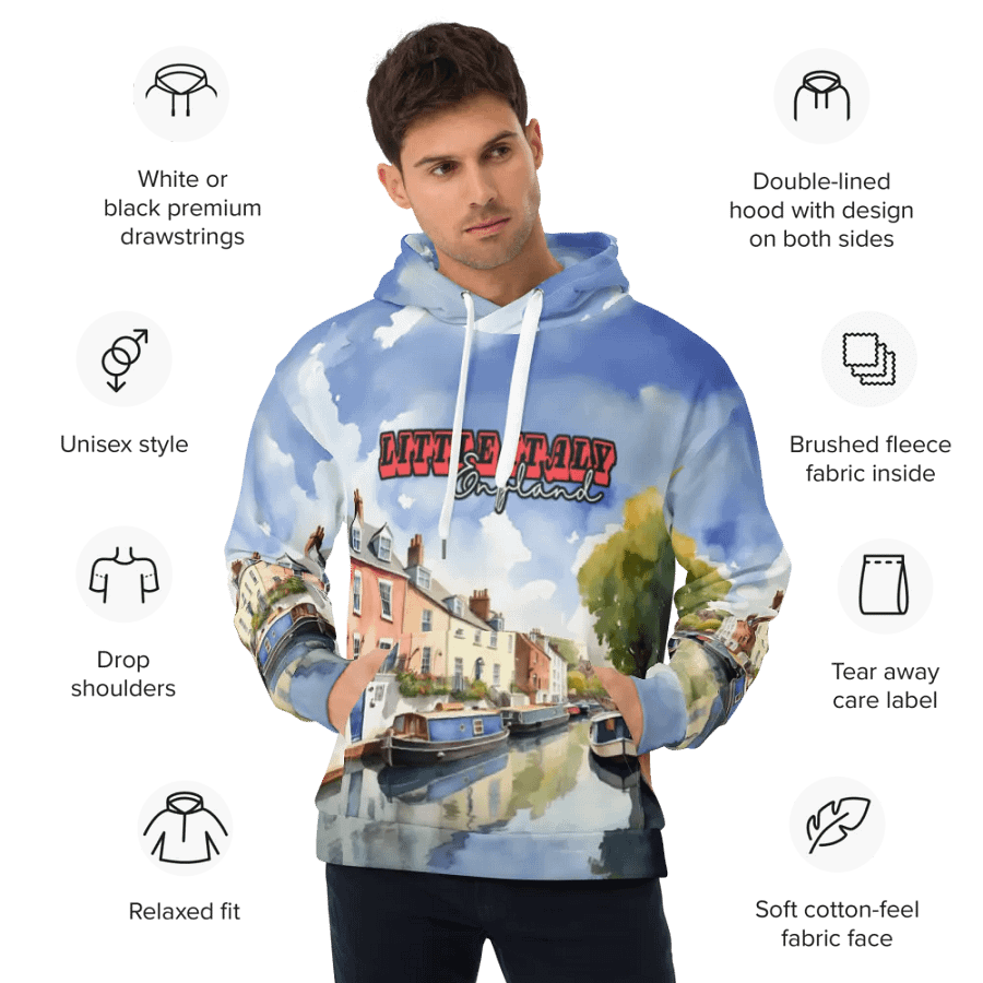 Little Italy - England - All Over Print - Watercolor - Hoodie product image (6)