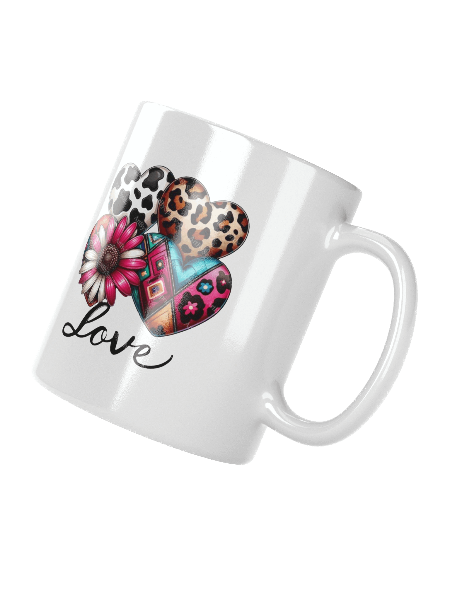 Love Patterned Hearts White Glossy Mug product image (3)