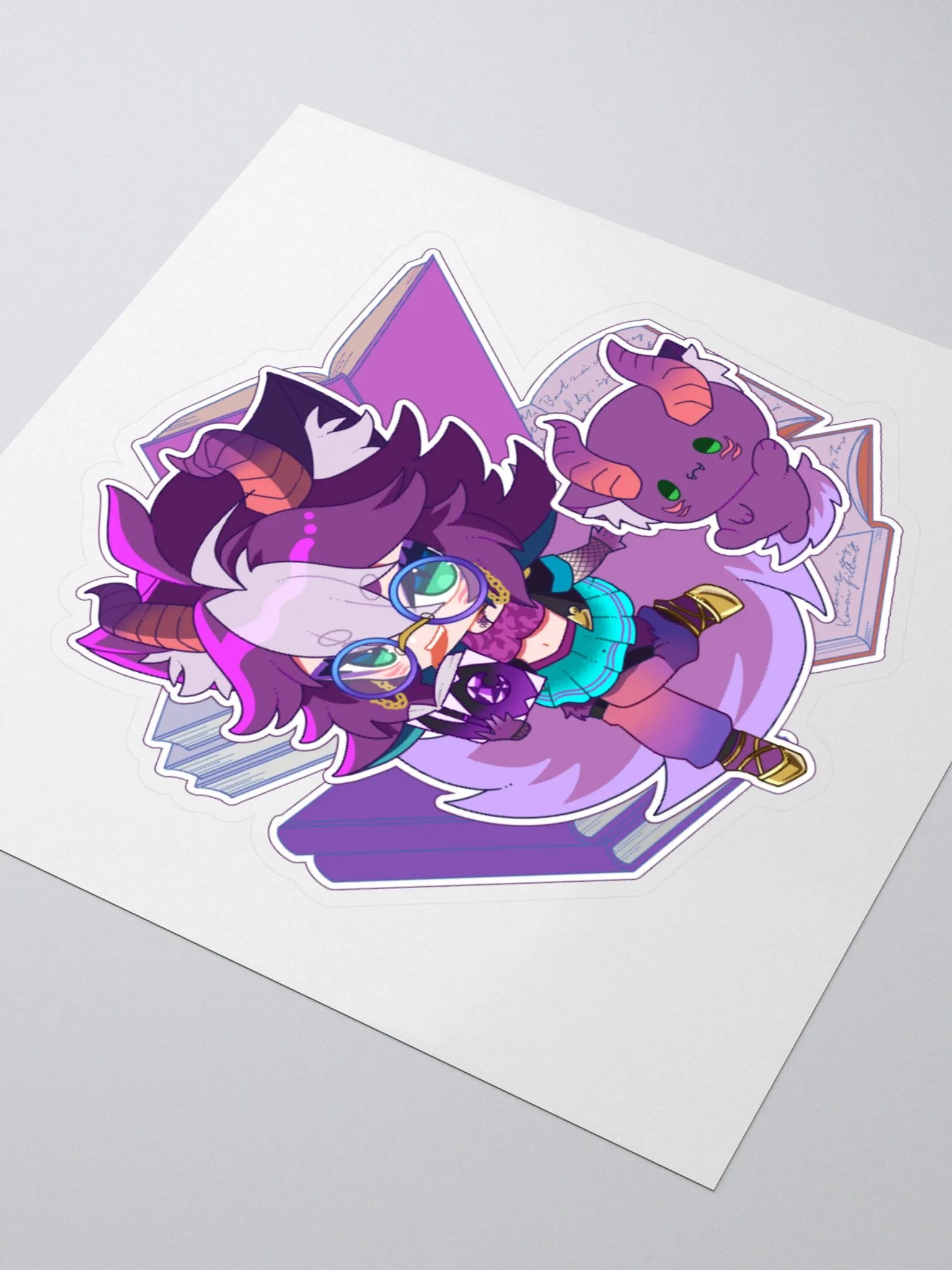 Loki and Dewey with Books Kisscut Sticker (Multiple Sizes) product image (3)