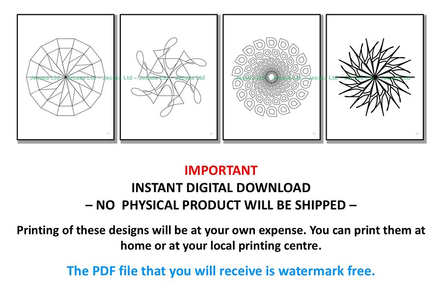100 Geometric Mandala Coloring Pages | PDF | Digital File | Series GM2025 Vol. 1 product image (7)