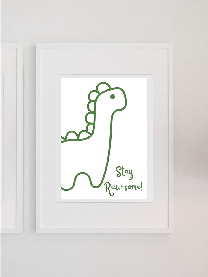 Stay Rawsome Dinosaur Wall Art - Cute Minimalist Dino Print, Motivational Kids Room Decor, Fun Nursery Poster, Playroom Dinosaur Art product image (1)
