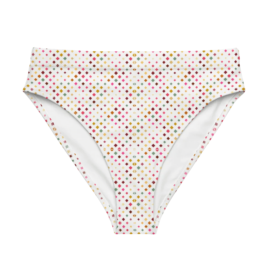 Colorful Square Pattern Design High Waist Bikini Bottom - V4 product image (6)