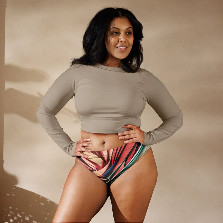 TDS Music Recycled High Waisted Bikini Bottom in Abstract Colors (XS-3XL) product image (10)