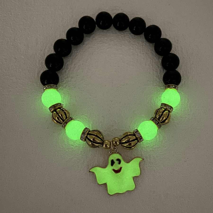 Self Glowing in Dark Natural Stone Multicolor Beaded Bracelet Woman Party Prom Halloween product image (3)