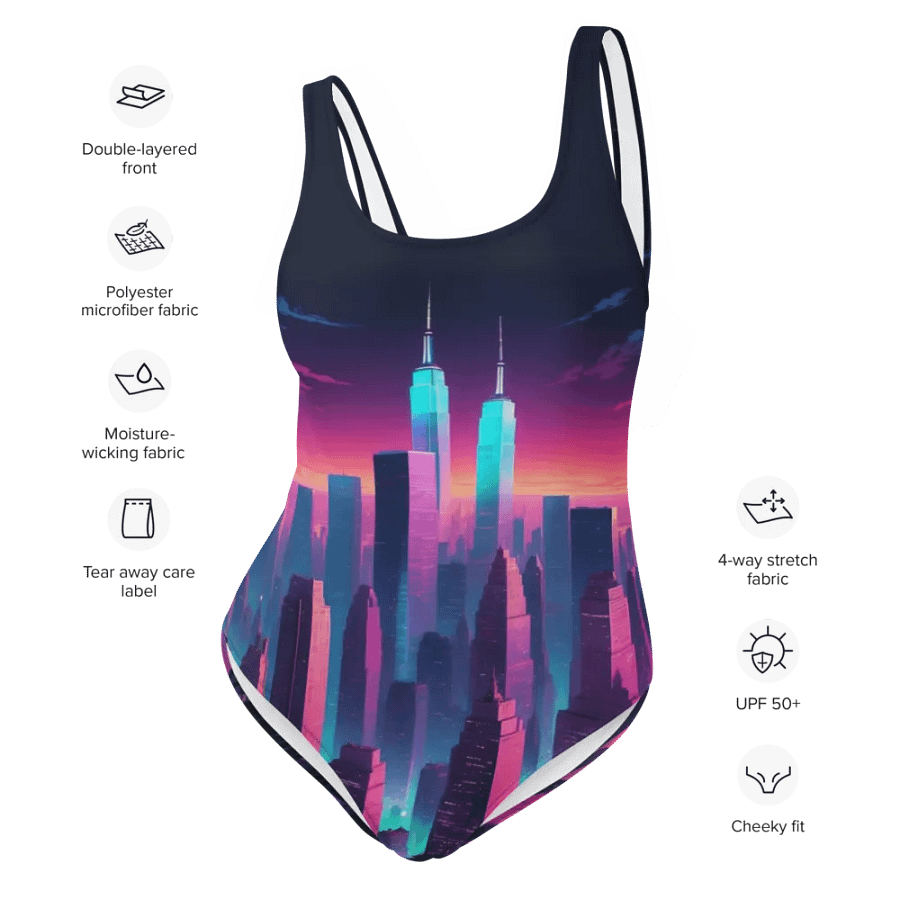 Vaporwave New York City All Over Print One Piece Swimsuit product image (4)