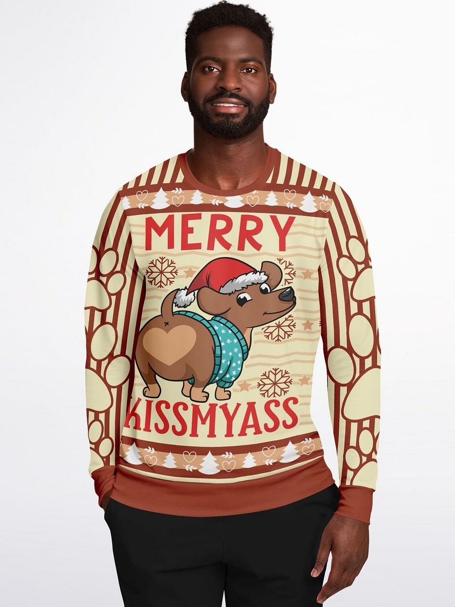 "Merry Kiss My A**" Christmas Sweater | Funny Dog Holiday Sweatshirt | Sassy Santa Puppy Party Outfit | Adult Humor Gift product image (7)