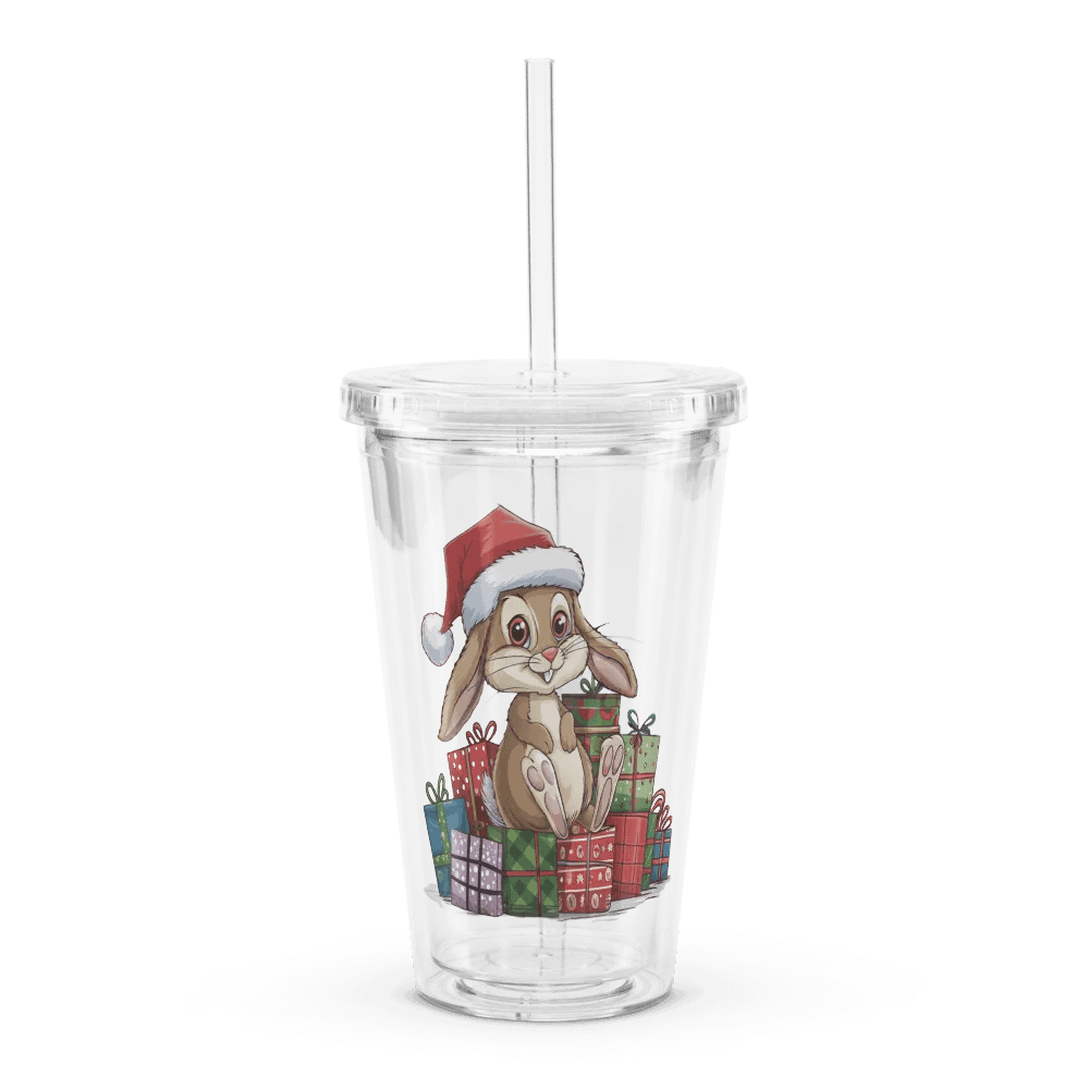 Santa Bunny Double Wall Clear Plastic Tumbler (16 oz) product image (1)