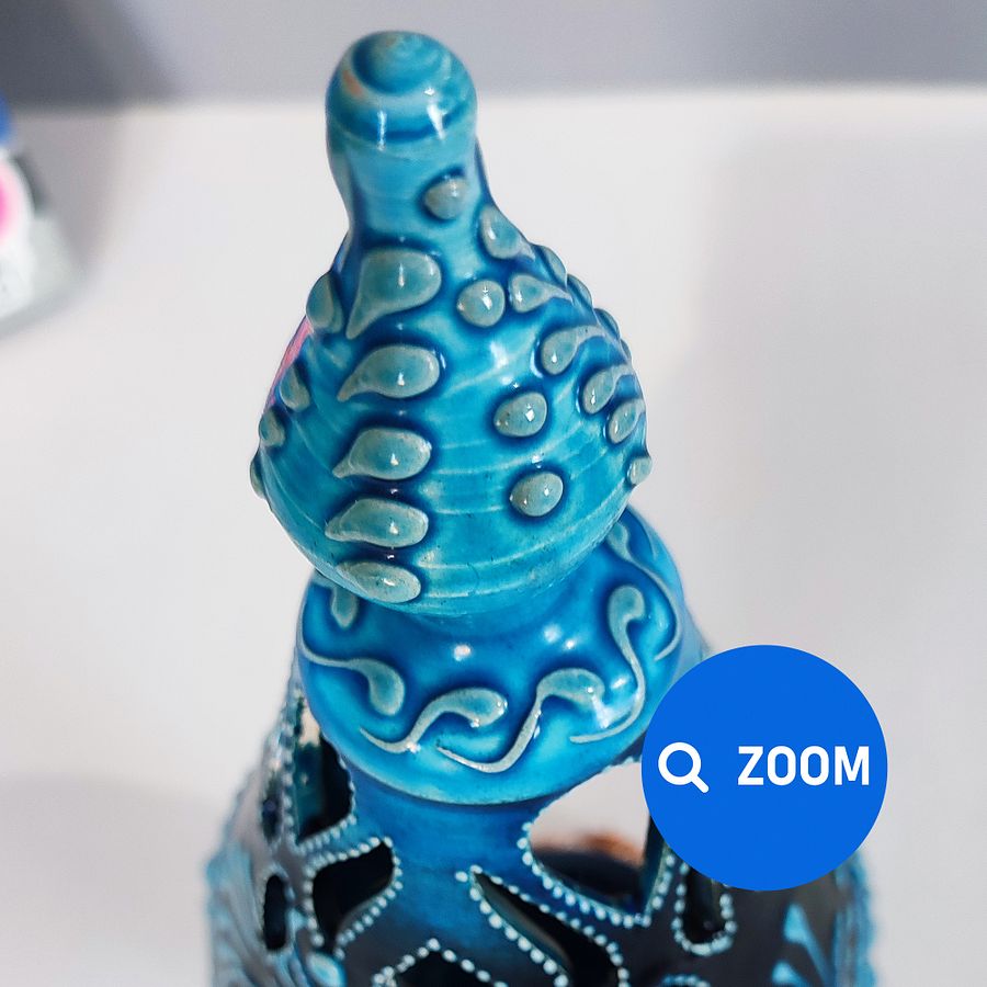Ceramic candle holder/lighting (turquoise color) — handmade pottery, handmade ceramic, home decor, handmade gift, Turkish ceramic product image (7)