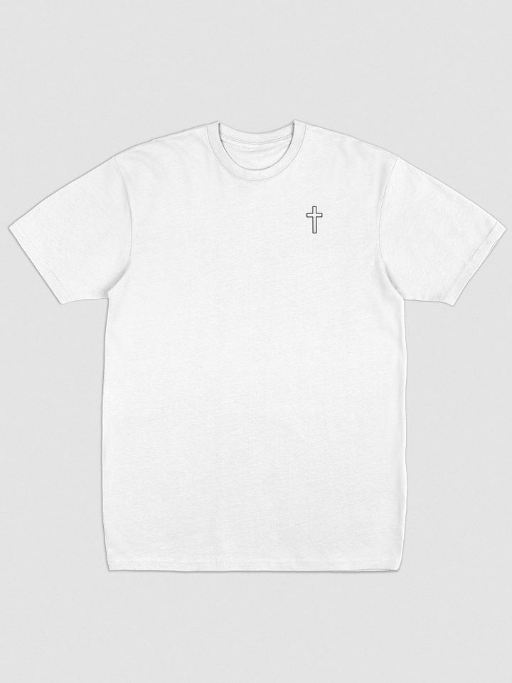 Simple Cross Embroidered White Heavyweight T-shirt product image (1)