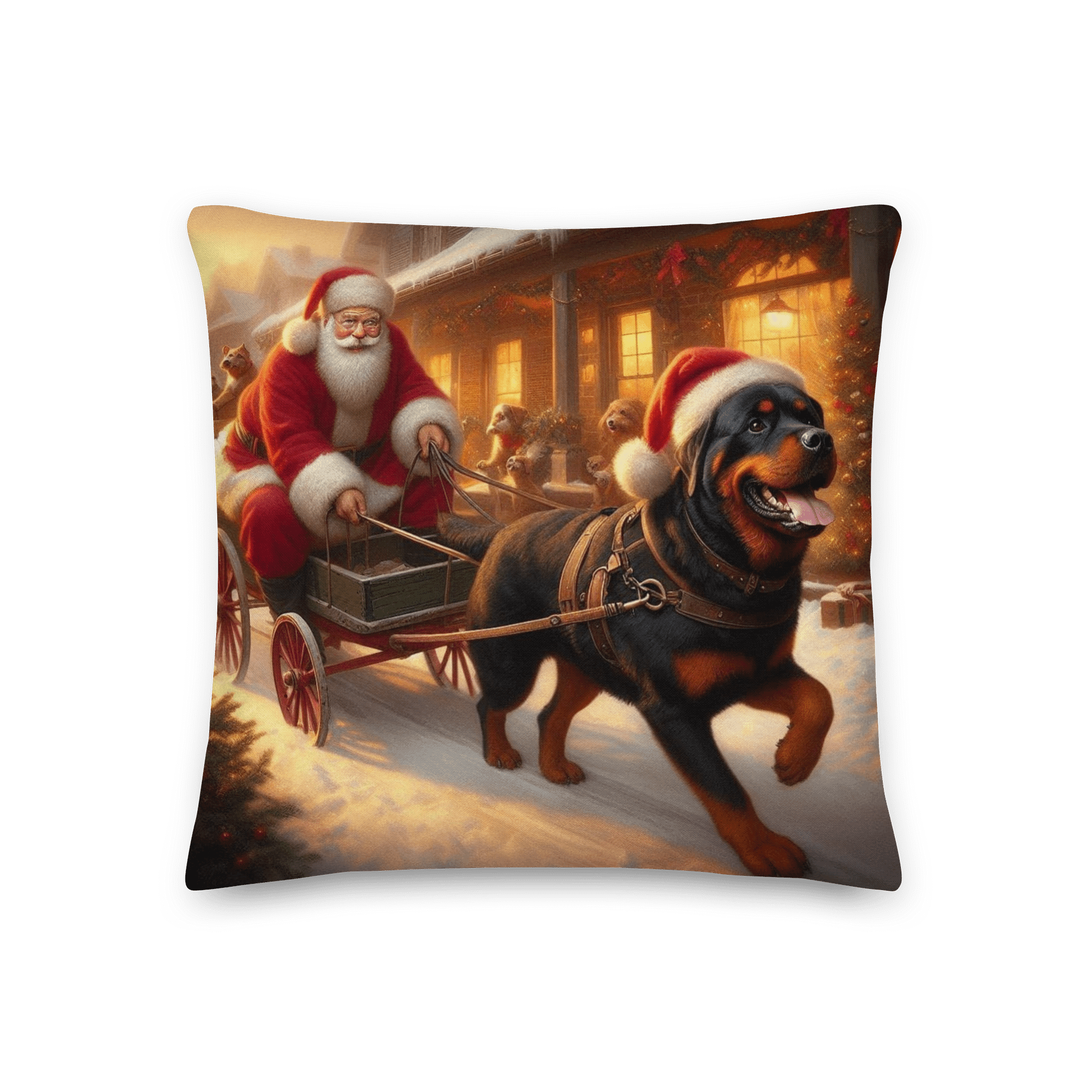 Rottweiler Santa's Sleigh Ride Premium Pillow product image (1)
