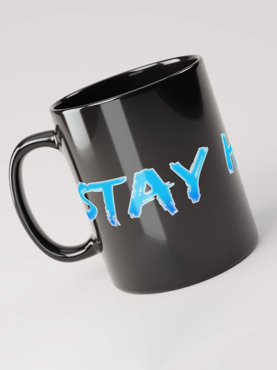 Black Glossy Stay High Mug (Blue Text) product image (4)