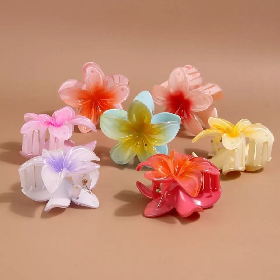 Plumeria Flower Shape Hair Claw Plastic Barrettes Hair Clip for Women Girls product image (3)