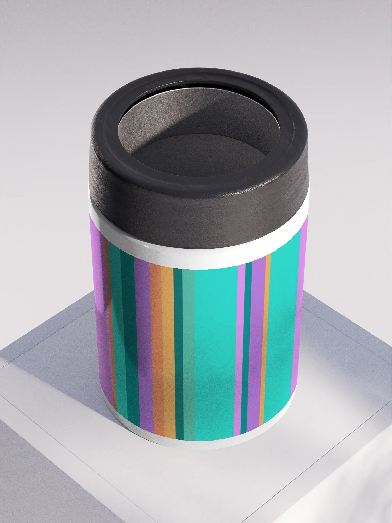 Colorful Striped Party Time! Stainless Steel Koozie product image (2)