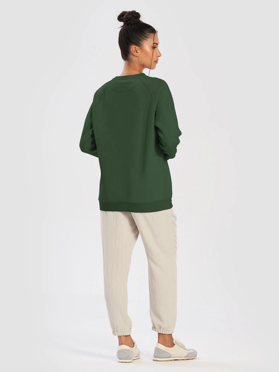 Plain Color Bottle Green Raglan Sweatshirt product image (4)