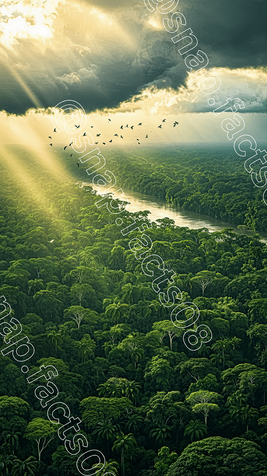 Mystical rainforest with sunbeams and river product image (1)