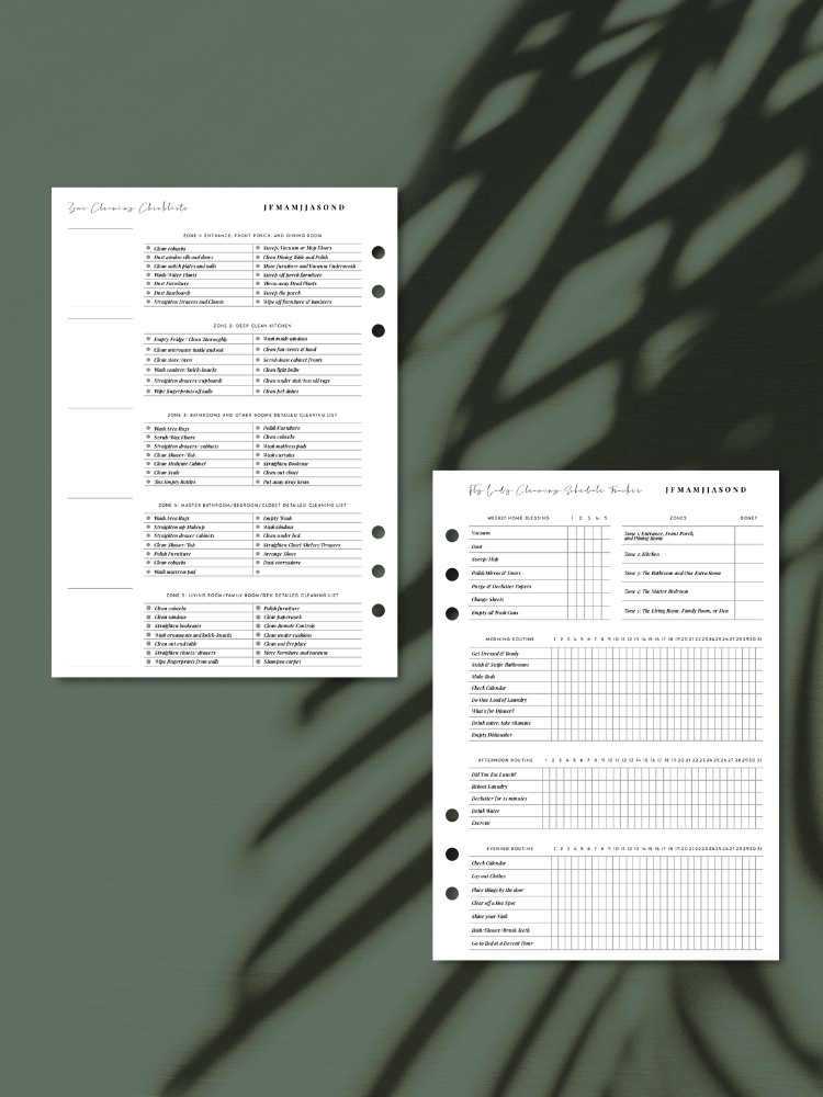 Monthly, Weekly & Daily Zone Cleaning Tracker | A5 Minimal Insert | FlyLady-Inspired product image (1)