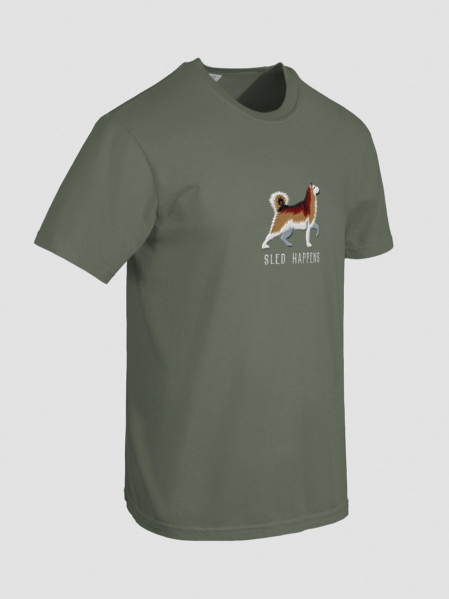 Sled Happens T-Shirt(Embroidered) of an Alaskan Malamute(Sable) product image (28)