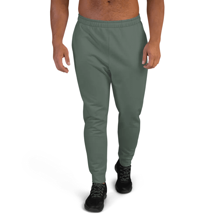 Plain Dark Sage Green Soft Summer Recycled Polyester Premium Men's Joggers by Treasure Pie product image (1)