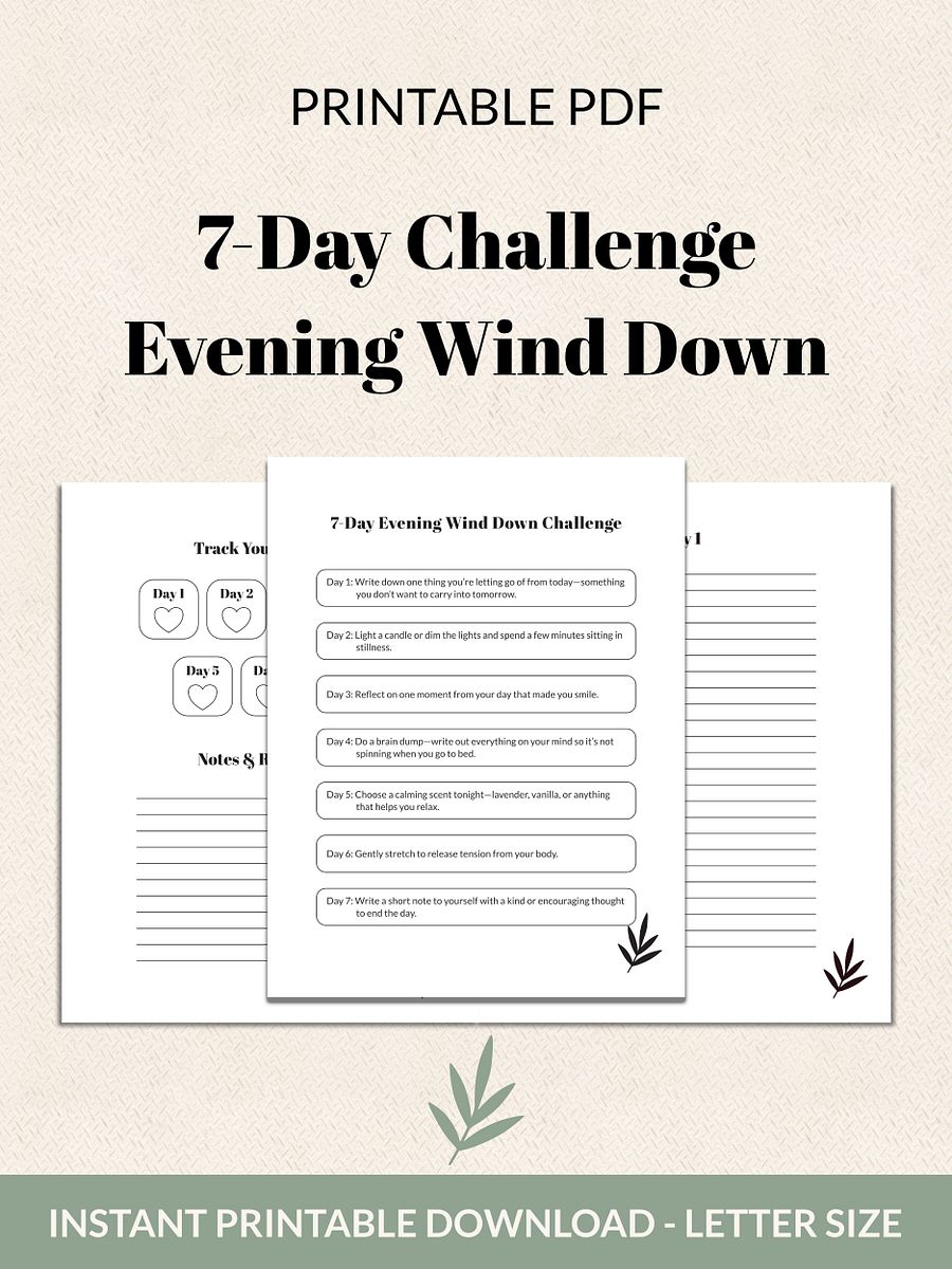 7-Day Evening Wind Down Challenge Printable product image (2)