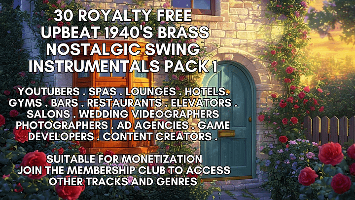Members: 30 Royalty Free Tracks. Upbeat 1940's Swing, Jazz, Brass Nostalgic Instrumentals Pack 1 product image (1)