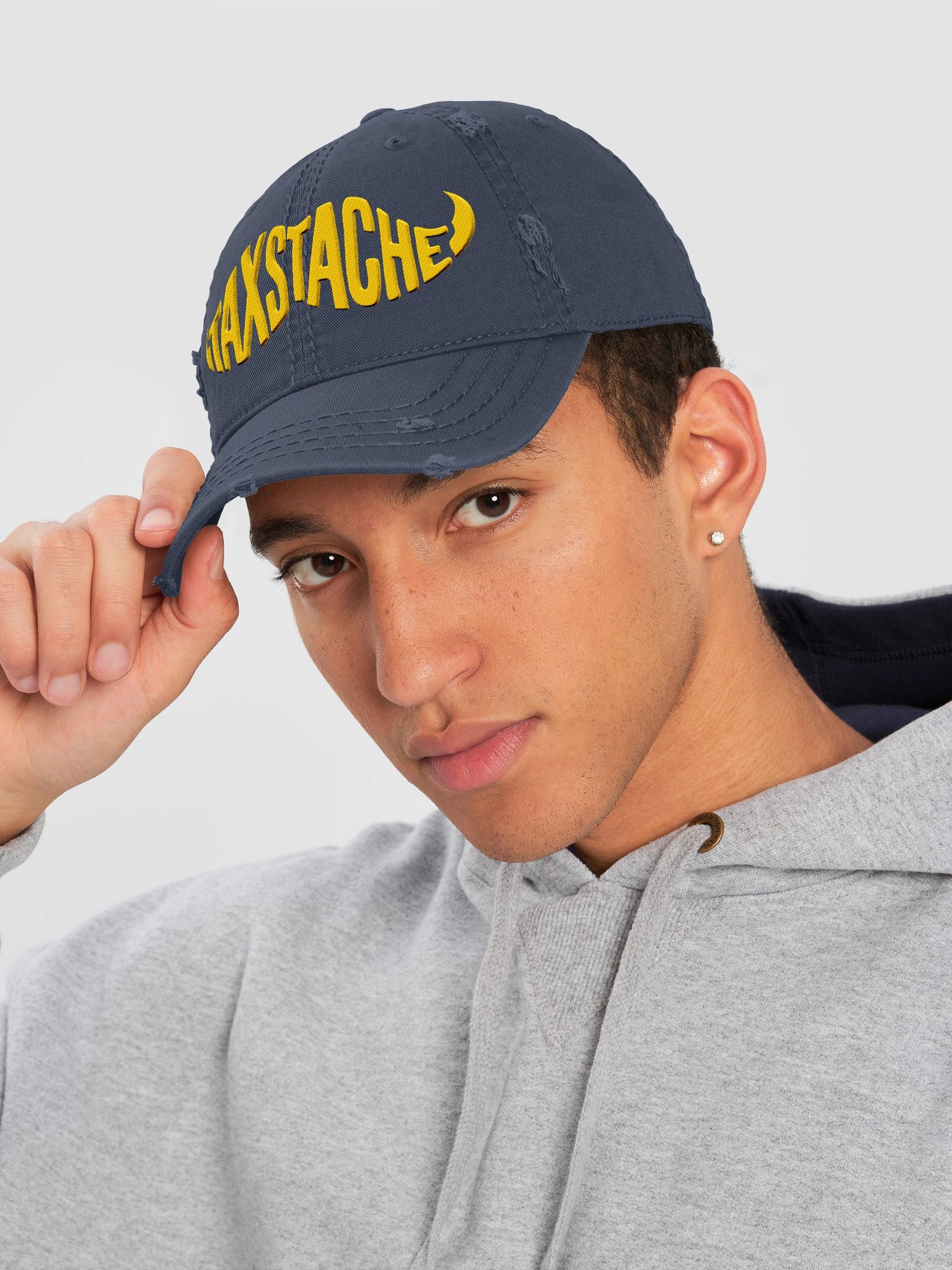 Moustache Silhouette Distressed Hat product image (1)
