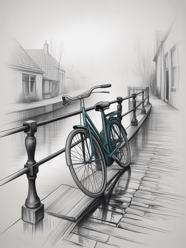 Misty Canal Bicycle Serenity Poster product image (1)