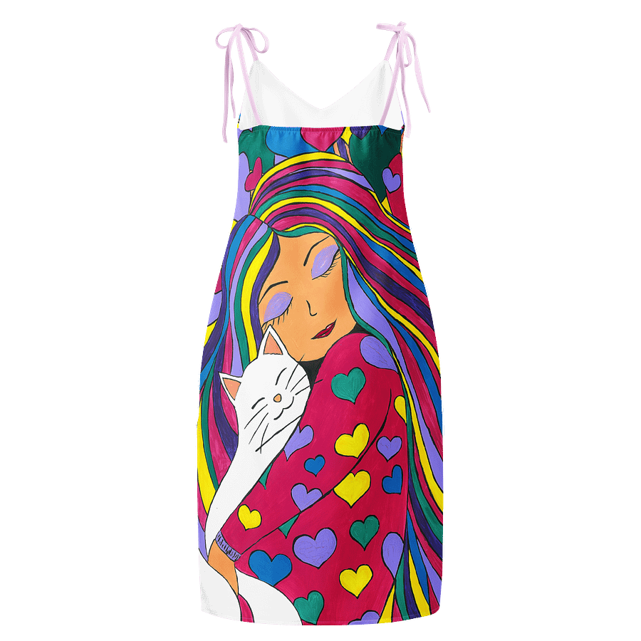 Girl with the cat (art by Dina R.) acrylic painting picture - Slip Dress product image (2)