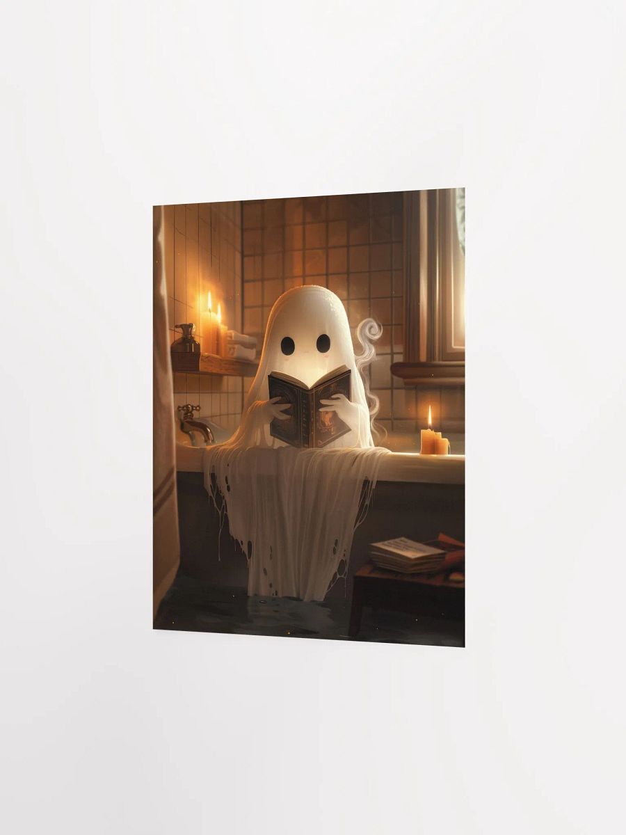 Cute Ghost Reading a Book in The Bathroom Halloween Art Print product image (28)
