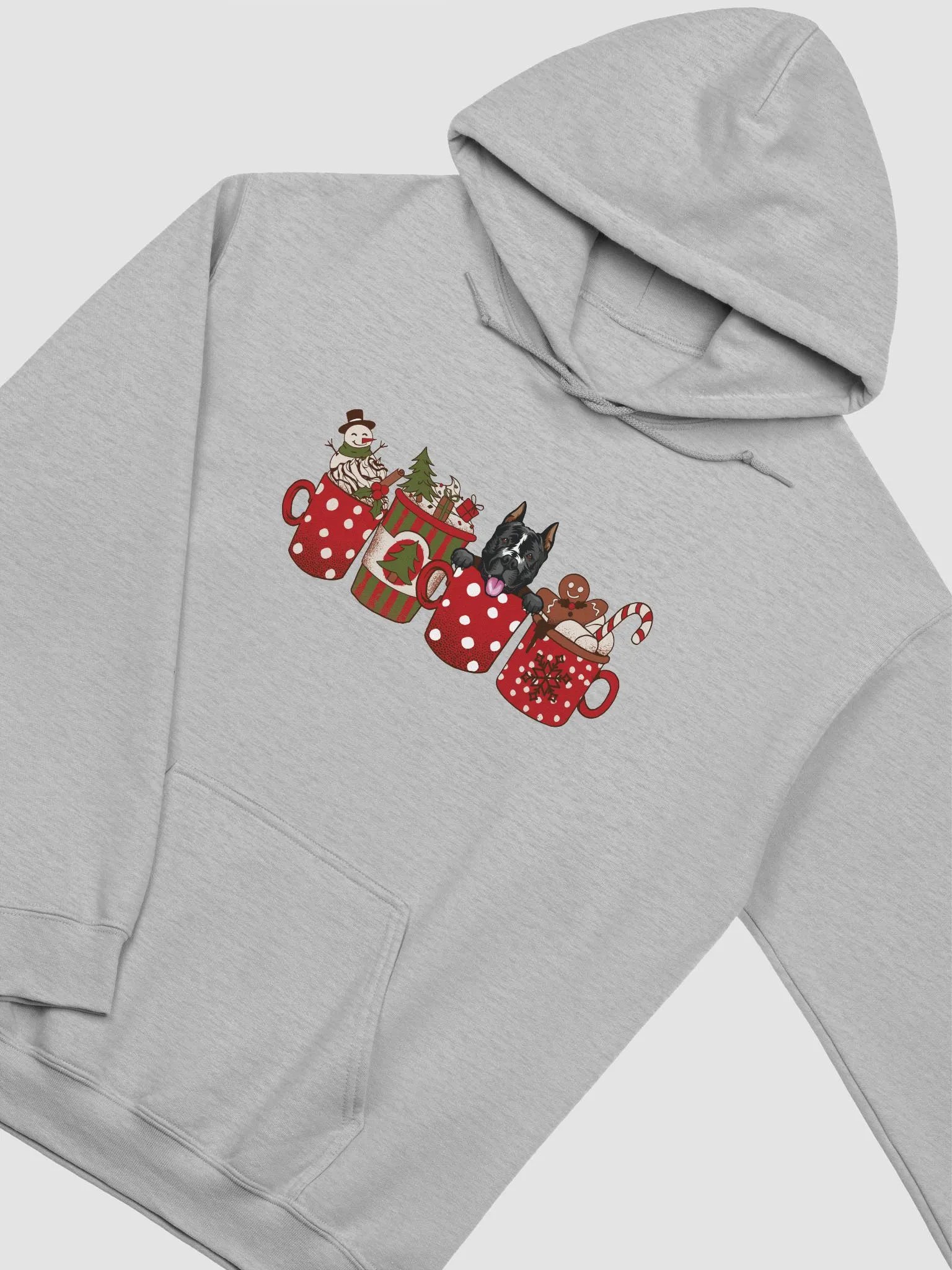 Cute Staffordshire Terrier in a Christmas Cup Hooded Sweatshirt | Funny Christmas Pup in a Cup product image (25)