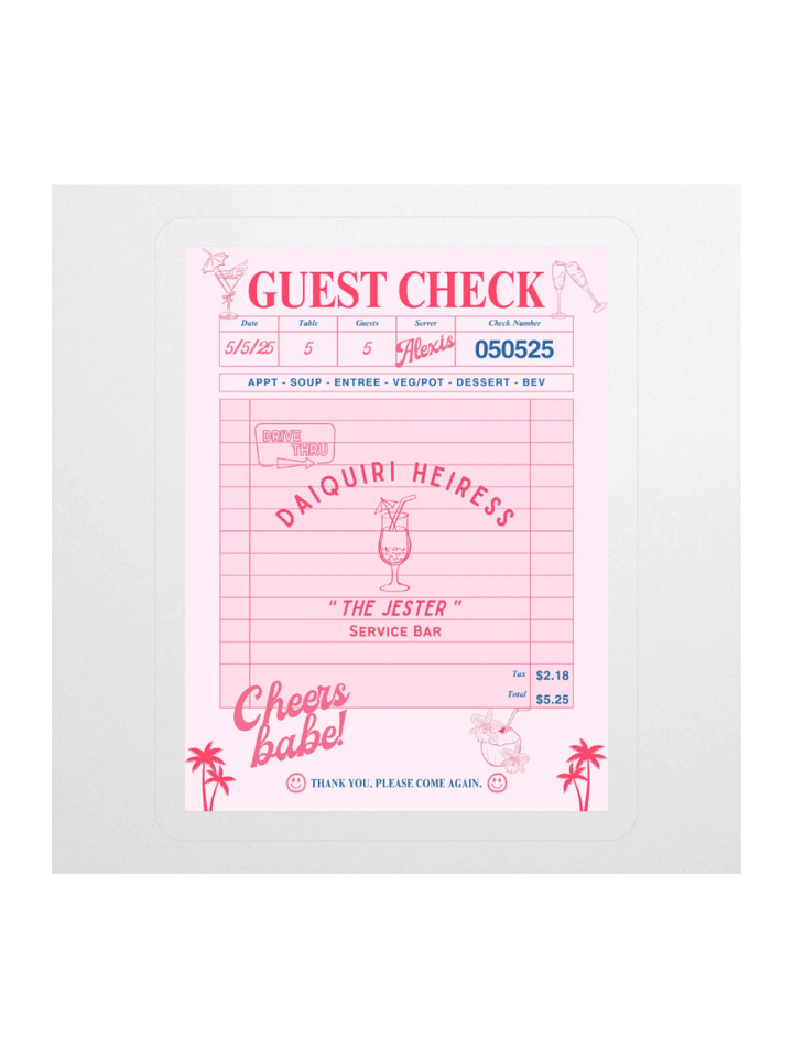 CHECK PLEASE! DAIQUIRI STICKER product image (2)